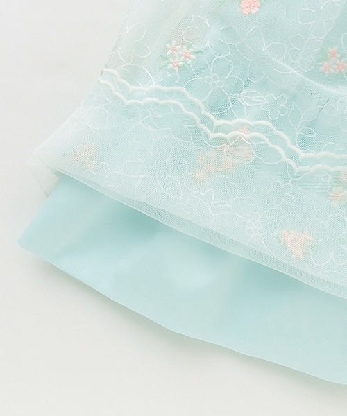 mezzo piano ワンピース 花刺繍チュールレース ワンピース キッズ 子供