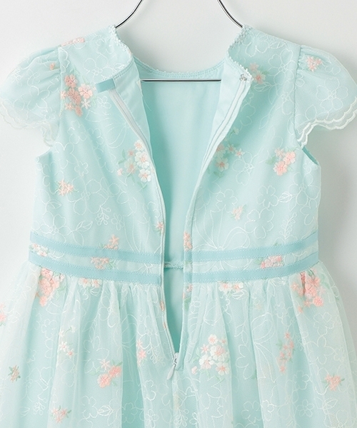 mezzo piano ワンピース 花刺繍チュールレース ワンピース キッズ 子供