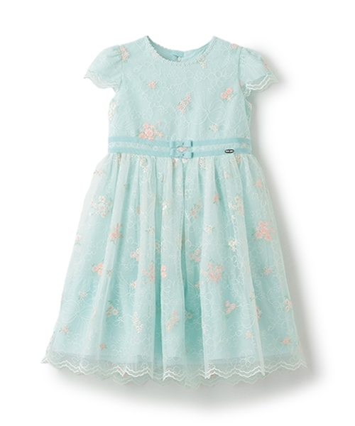 mezzo piano ワンピース 花刺繍チュールレース ワンピース キッズ 子供