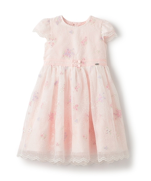 メゾピアノ刺繍チュールワンピース140 mezzo piano ワンピース 花刺繍チュールレース ワンピース キッズ 子供
