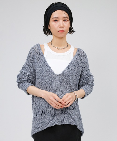 BABYLONE（バビロン） ニット セーター フカVネックニットプルオーバー