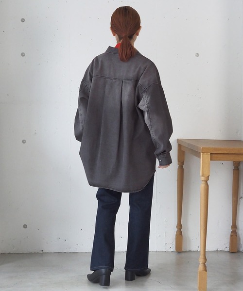 tiptop ブラウス シャツ ワンポイント刺繍デニムBIGシャツ