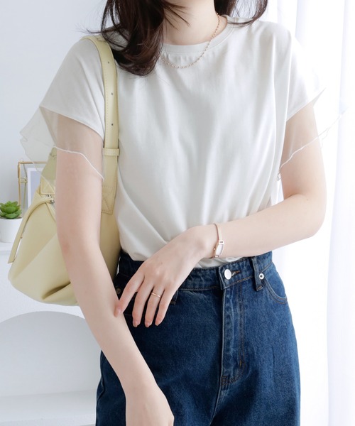 alotta（アロッタ） tシャツ 半袖 チュールの抜け感が可愛いく涼しい