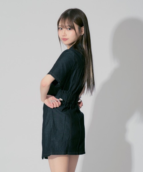 ALLuRing ChaRm ワンピース Stitch Denim Mini Dress / ステッチ