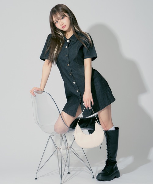 ALLuRing ChaRm ワンピース Stitch Denim Mini Dress / ステッチ