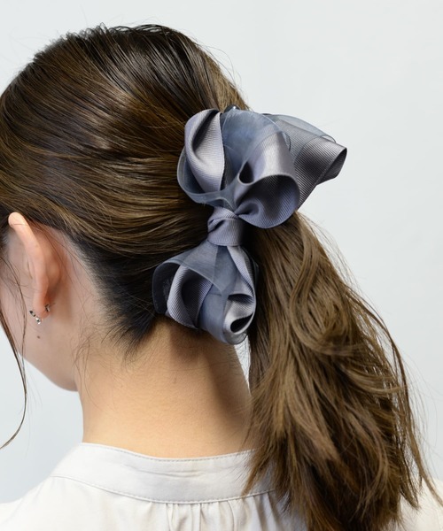 オーガンジーリボン♡ヘアクリップ♡ オーガンジーリボンバンスクリップ（バレッタ/ヘアクリップ