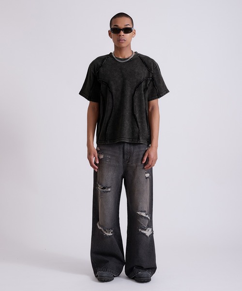 ANDER HUNK ワイドパンツ ジーンズ Damege Chemical Wash Denim