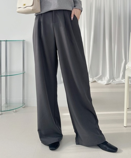 Ada. スラックス パンツ ピンストライプ ワイド スラックス レディース