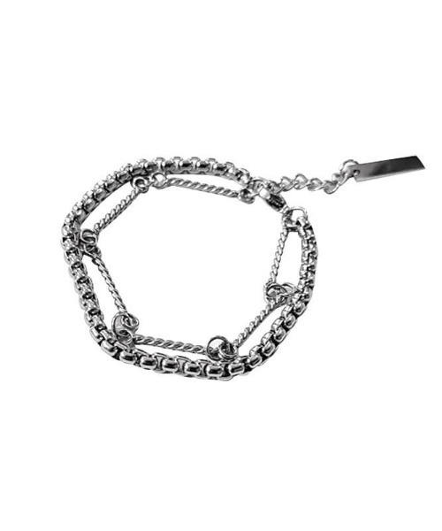L LABEL ブレスレット レイヤリング2種チェーンブレスレット メンズ