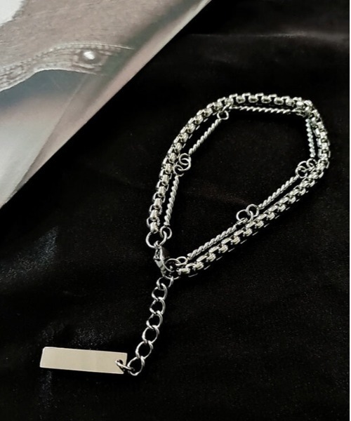 L LABEL ブレスレット レイヤリング2種チェーンブレスレット メンズ