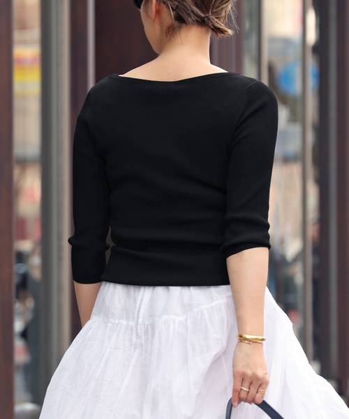 DEUXIEME CLASSE - Deuxieme Classe ガーター編みボートネックプルオーバー Deuxieme Classe ポートネック7分袖ボーダープルオーバーDeuxieme