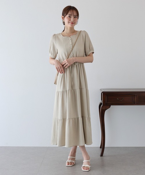 BLUEEAST（ブルーイースト） ワンピース ハートネックティアード半袖