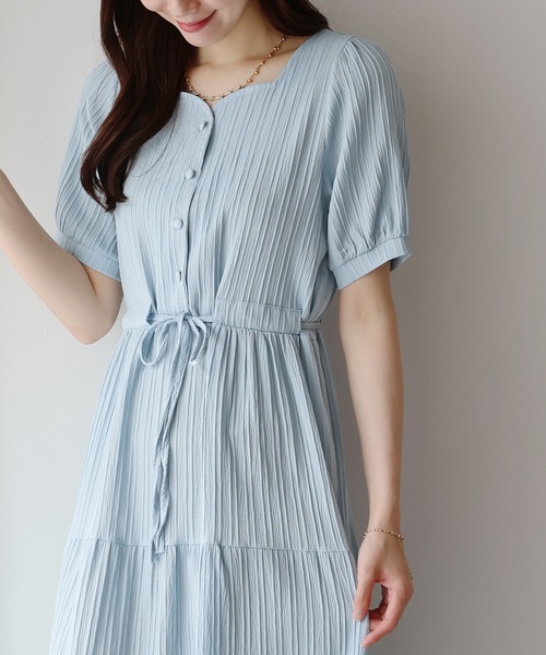 BLUEEAST（ブルーイースト） ワンピース ハートネックティアード半袖