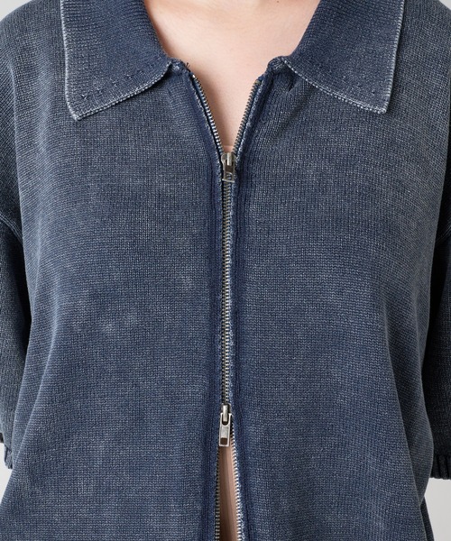 ルーズ ストリート ポロシャツ ヴィンテージライク 韓国 cr9667 kutir シャツ VINTAGE LIKE DOUBLE ZIP KNIT SHIRT/ヴィンテージ