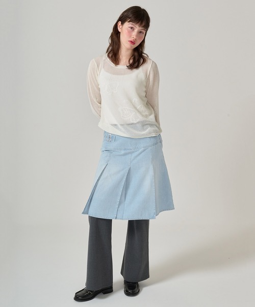 TINA:JOJUN デニムプリーツスカート　ブルー　Sサイズ TINA：JOJUN（ティーナジョジュン） デニムスカート デニム プリーツ