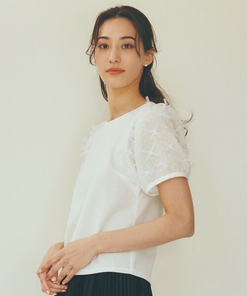 tシャツ リボンチュール カットソー レディース