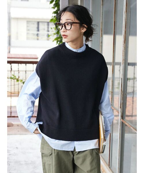 「CRAFT STANDARD BOUTIQUE」 ノースリーブニット FREE グレイッシュベージュ レディース_画像2