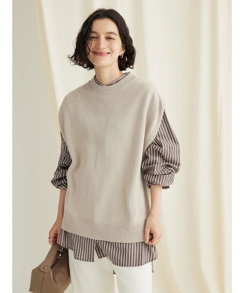 「CRAFT STANDARD BOUTIQUE」 ノースリーブニット FREE グレイッシュベージュ レディース_画像3