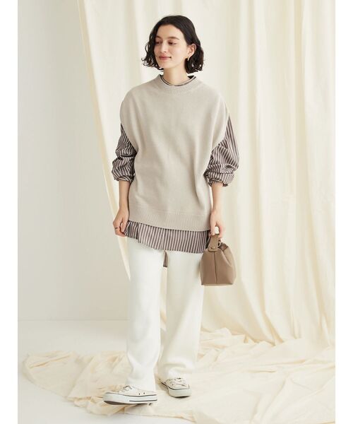 「CRAFT STANDARD BOUTIQUE」 ノースリーブニット FREE グレイッシュベージュ レディース_画像9