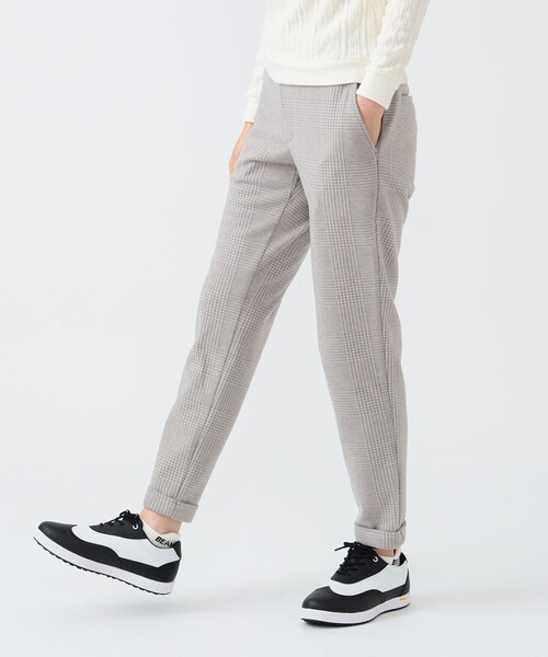 ビームスゴルフグレー ストレートパンツ 刺繍ロゴ付き　春夏 BEAMS GOLF（ビームス ゴルフ） パンツ PURPLE LABEL / W裾 ロング