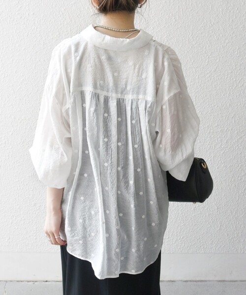 SHIPS any ブラウス シャツ any:「手洗い可能」シアー ドット