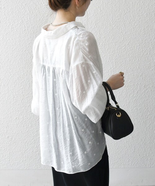 SHIPS any ブラウス シャツ any:「手洗い可能」シアー ドット