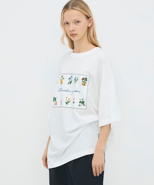 tシャツ CABaN スビンコットン GREEN SHOWERプリントTシャツ メンズの画像