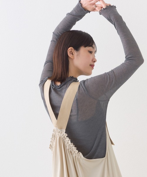 OMNES（オムネス） tシャツ リブシアーメローハイネック長袖トップス