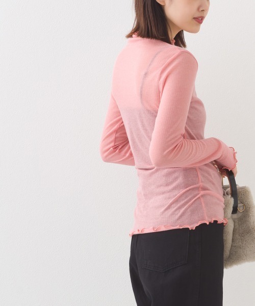 OMNES（オムネス） tシャツ リブシアーメローハイネック長袖トップス