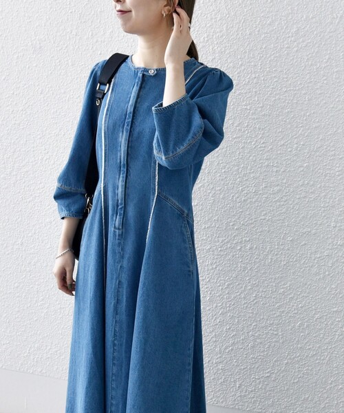 SHIPS any 「SHIPS any」 7分袖ワンピース ONE SIZE ブルー レディース