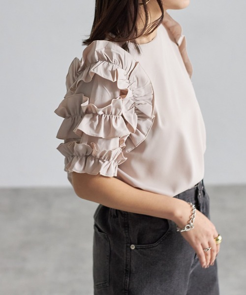 「each」 「Deux Amour」半袖ブラウス FREE ブラック レディース_画像9