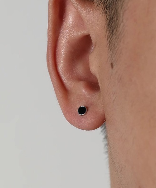 ピアス(両耳用) VIBGYOR ピアス ブラックワンポイントペアピアス/メンズ/両耳用(LEY