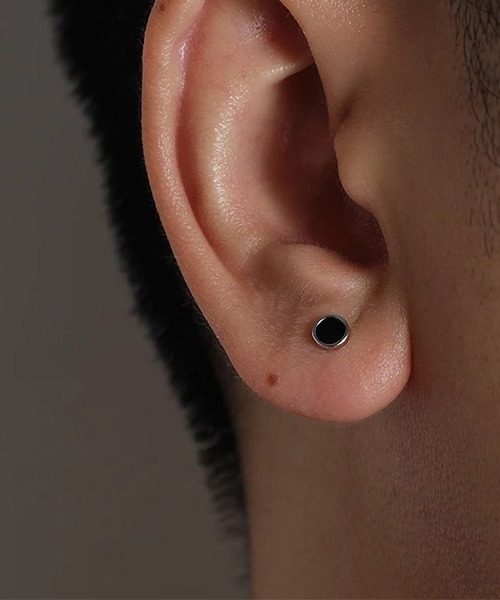 VIBGYOR ピアス ブラックワンポイントペアピアス/メンズ/両耳用(LEY