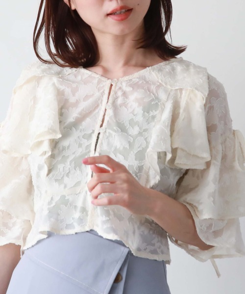 「archives」 半袖ブラウス MEDIUM アイボリー レディース_画像8