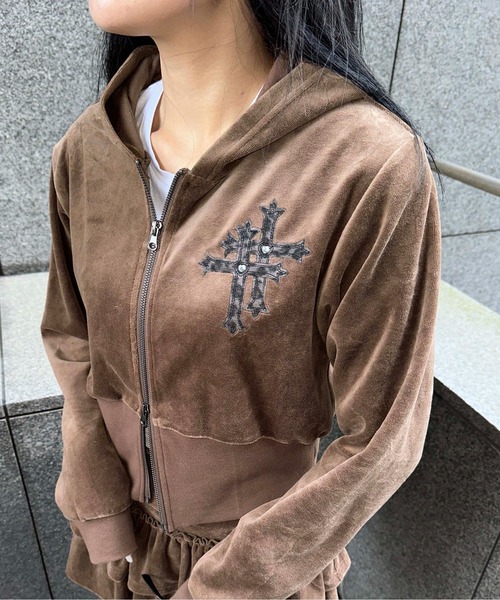 sedacle girl（セダクルガール） パーカー クロスモチーフベロア