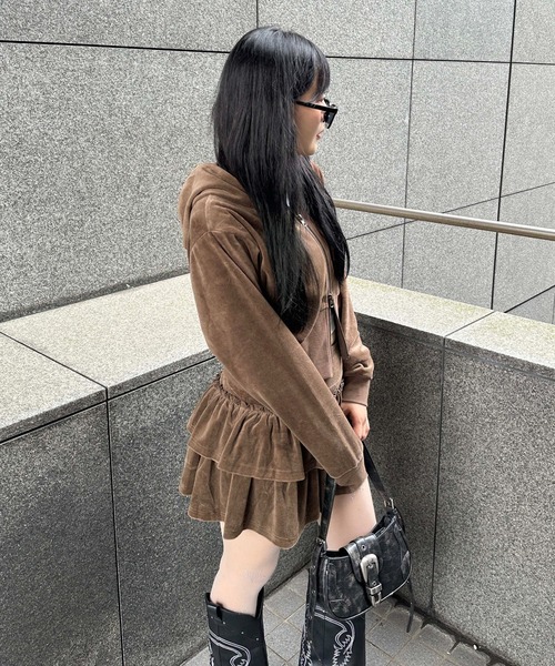 sedacle girl（セダクルガール） パーカー クロスモチーフベロア