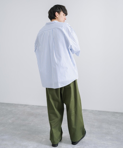 「Rocky Monroe」 「Beno」半袖シャツ M ホワイト×ブルー メンズ_画像5