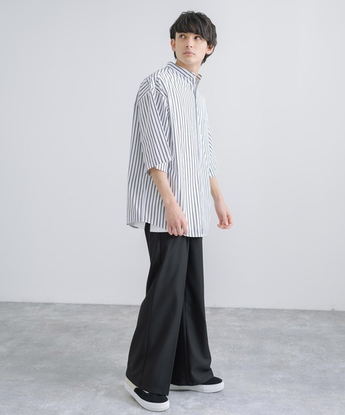 「Rocky Monroe」 「Beno」半袖シャツ M ホワイト×ブルー メンズ_画像7