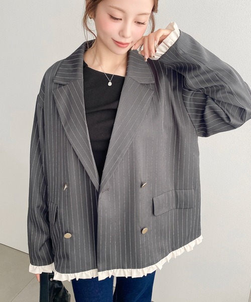 EIKOKONDO 美品♡ フリル付き多色テーラードジャケット　y06 EIKOKONDO 美品♡ フリル付き多色テーラードジャケット y06 EIKOKONDO