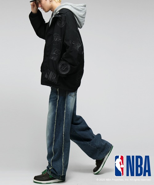 NBA ロゴ刺繍スタジアムジャケット antiqua（アンティカ） コート アウター NBA公式 ロゴ刺繍 バルーン