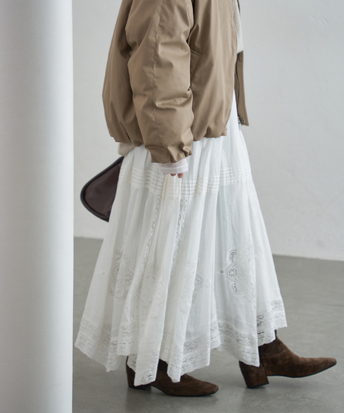 IENA イエナ コットンレーススカート イエナ IENA 《WEB限定/追加3予約》コットンレーススカート （ホワイト
