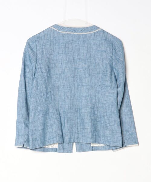 「Sunauna」 ノーカラージャケット 36 ブルー レディース_画像2