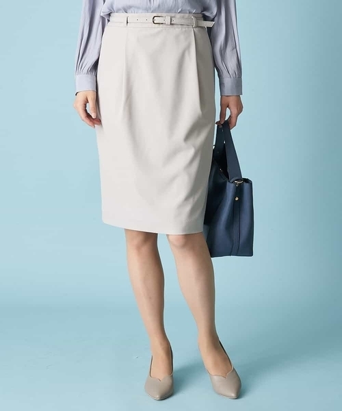 「OFUON le MK」 タイトスカート 38 ライトグレー レディース_画像9