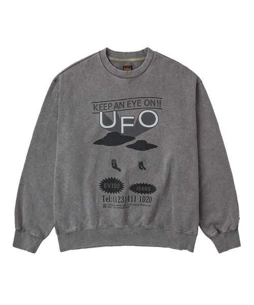 EVISU エヴィス DOWLUCK グレー クルーネックスウェットビンテージ STYLISE トレーナー スウェット 「EVISU」EVISU UFO SWEATAHIRT