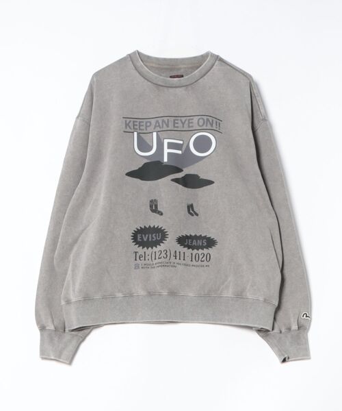 EVISU エヴィス DOWLUCK グレー クルーネックスウェットビンテージ STYLISE トレーナー スウェット 「EVISU」EVISU UFO SWEATAHIRT