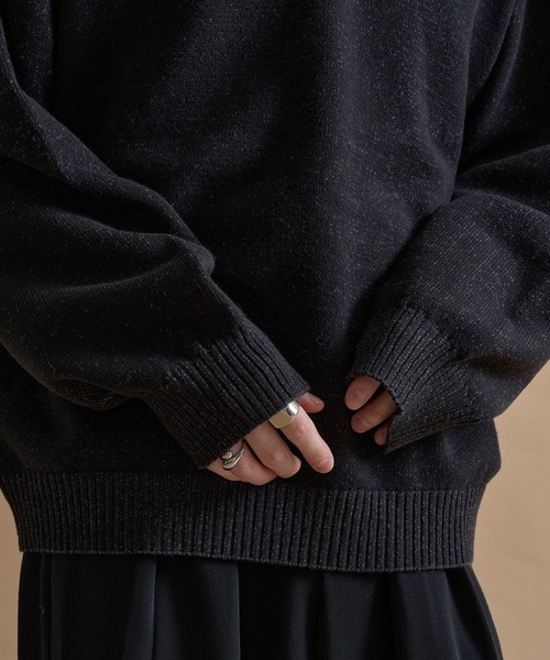 epnok セーター ニット バイカラールーズニットポロ メンズ レディース