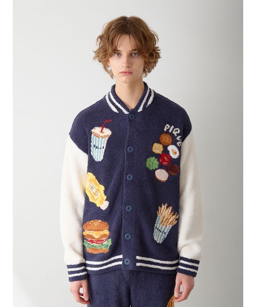 【新品】ジェラートピケ ヒラノトシユキ ジャガード ルームウェアセット パジャマ ヒラノトシユキ】【HOMME】パウダージャガードブルゾン(カーディガン