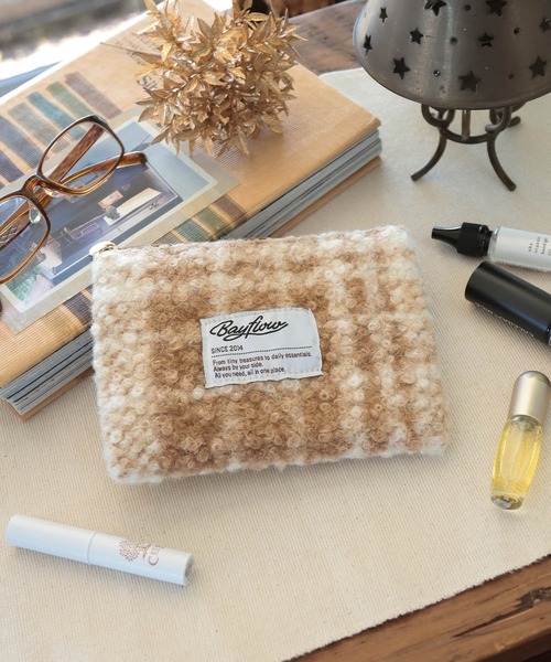 BAYFLOW（ベイフロー） ポーチ BFモコモコチェックフラットポーチ12.5