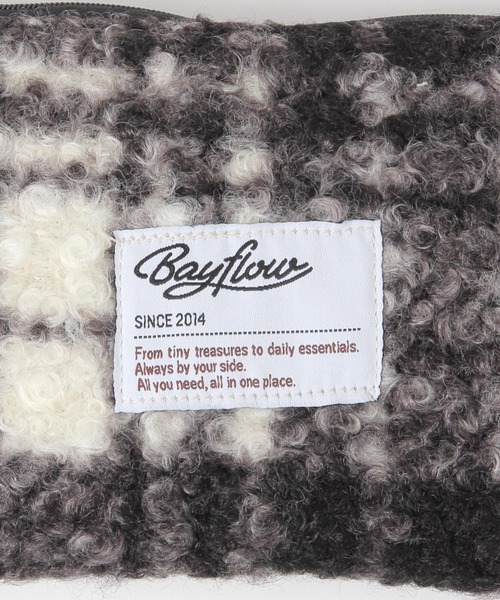 BAYFLOW（ベイフロー） ポーチ BFモコモコチェックフラットポーチ12.5