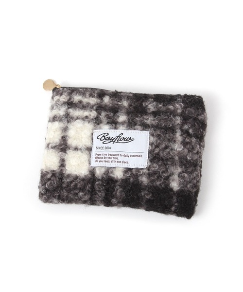 BAYFLOW（ベイフロー） ポーチ BFモコモコチェックフラットポーチ12.5